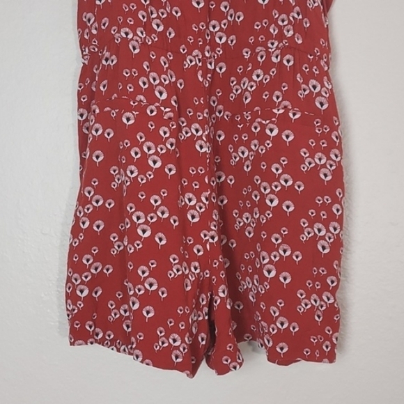 Loft Women's Floral Dandelion Romper Sleeveless Burn Orange Size Small - Picture 7 of 15